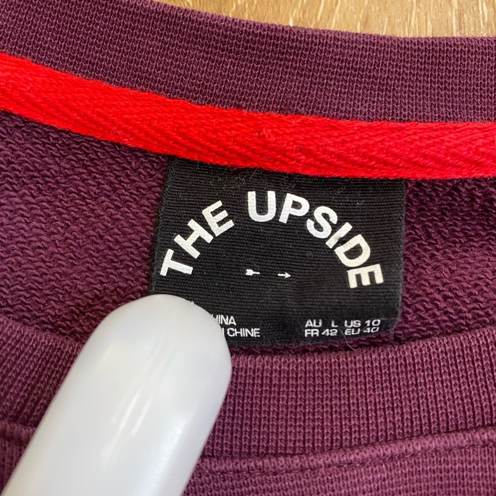 The Upside Sweatshirt Women’s Size 10 Medium Multicolor Striped Crew Neck Purple - Picture 4 of 8